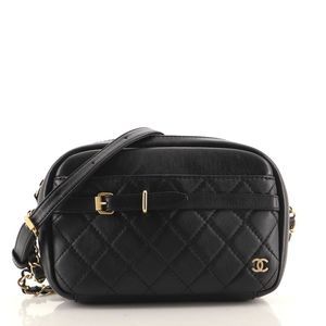 Chanel Buckle Camera Case Bag Quilted Lambskin Large Black